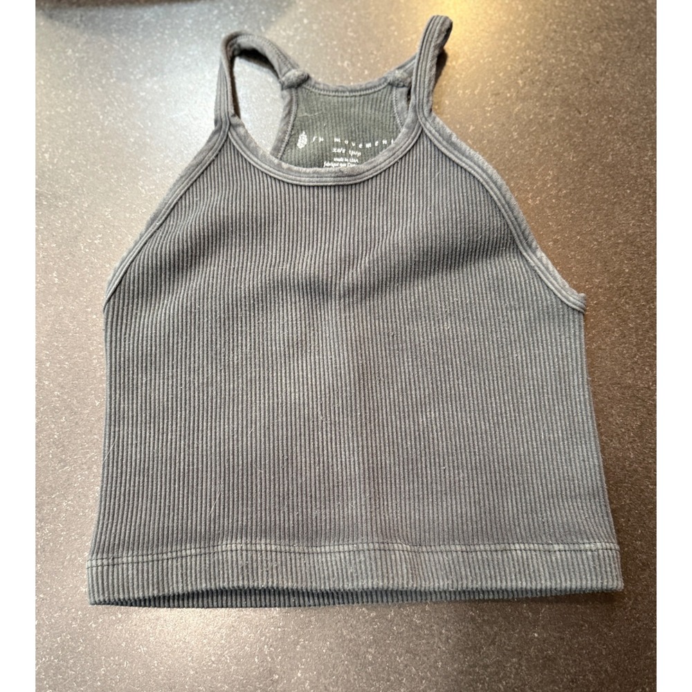FP Movement Happiness Runs Crop Tank XS/S Grey Ribbed Racerback Gorpcore Yoga
